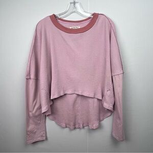 We The Free | Free People Waffle Knit Thermal Hi‑Low Top Small Oversized
